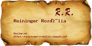 Reininger Rozália névjegykártya